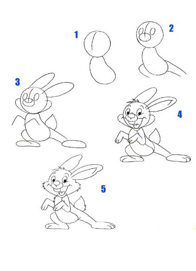 4 рисуване на заек за деца
