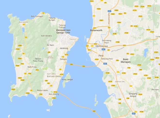 Джорджтаун на карте Малайзии