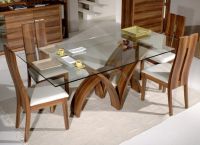 Дървена маса със стъклен плот -3