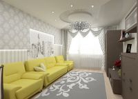 design obývacího pokoje se šedou tapetou 2