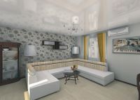design obývacího pokoje se šedou tapetou 5