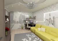 design obývacího pokoje se šedou tapetou 6