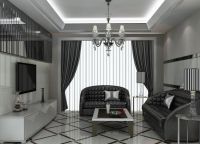 design obývacího pokoje se šedou tapetou 8