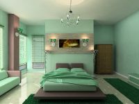 3. Интериор в спалнята в зелено