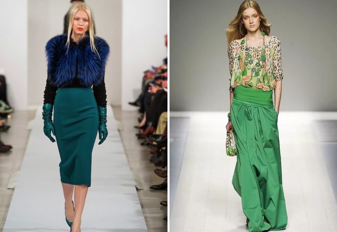 какво да носите със зелена пола