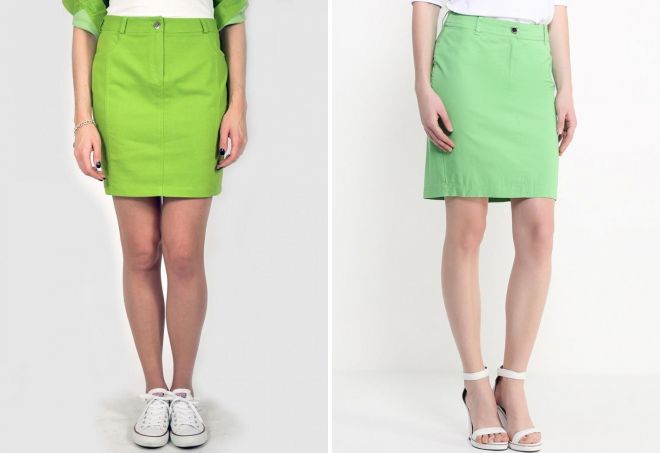 denim zelené sukně