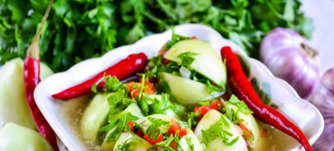 рецепта за зелени домати за зимата в арменски