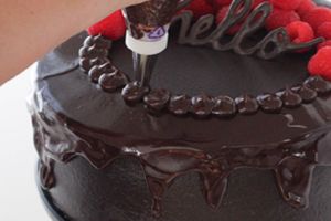 Как красиво украсить торт растопленным шоколадом 3