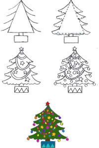 како нацртати божићно дрво 3