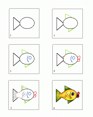 како нацртати рибу корак по корак