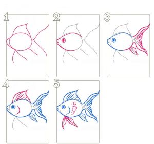 jak narysować złotą rybkę 1