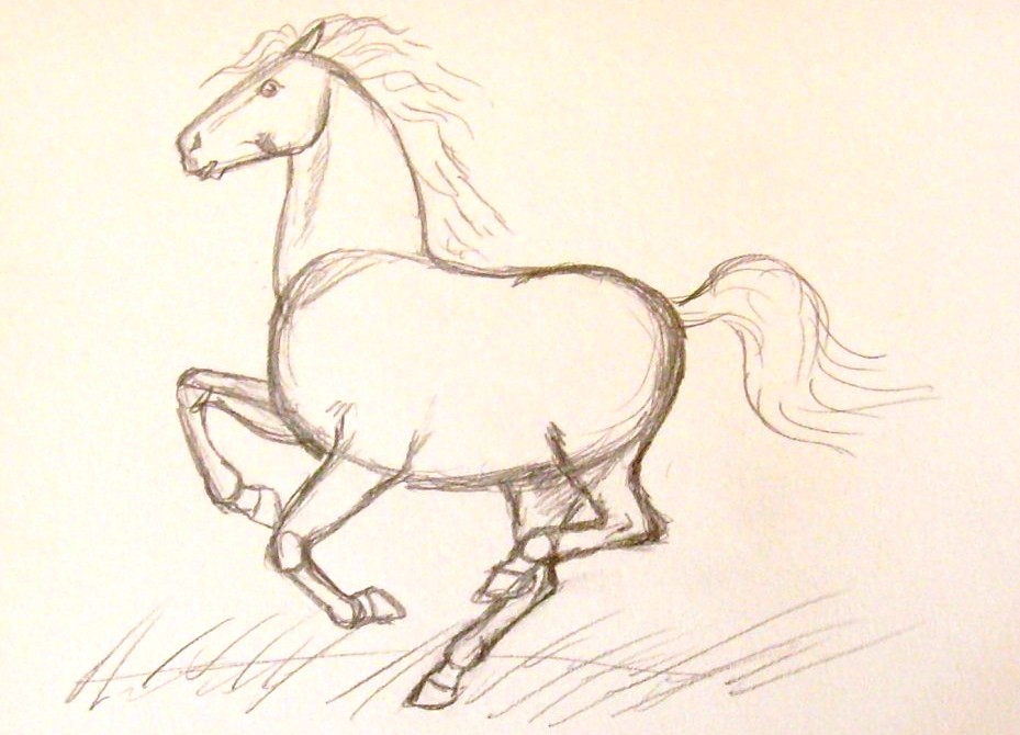 како нацртати коња у оловци у фазама 9