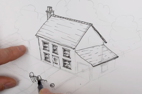 како нацртати кућу 20