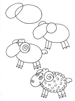 как да нарисувате овца 1