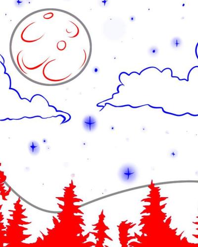 Как да нарисуваме луната 15