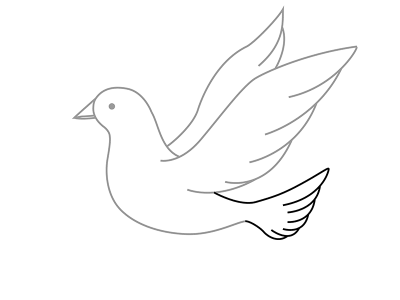 Kako crtati golub s djecom u olovku u fazi 9