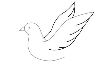 Како нацртати голубицу са дјецом у оловци у фазама 8