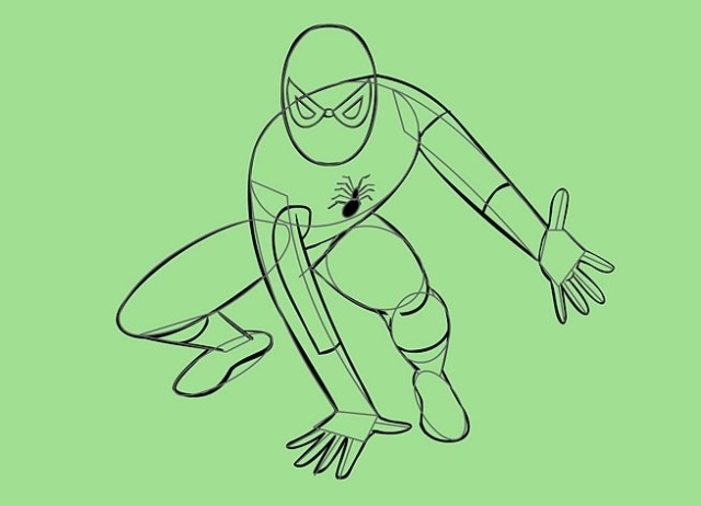 како да нацртате паука мушкарца 6