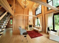 Notranjost dnevne sobe v leseni hiši3