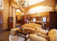 Vnitřní obývací pokoj v dřevěném domě7