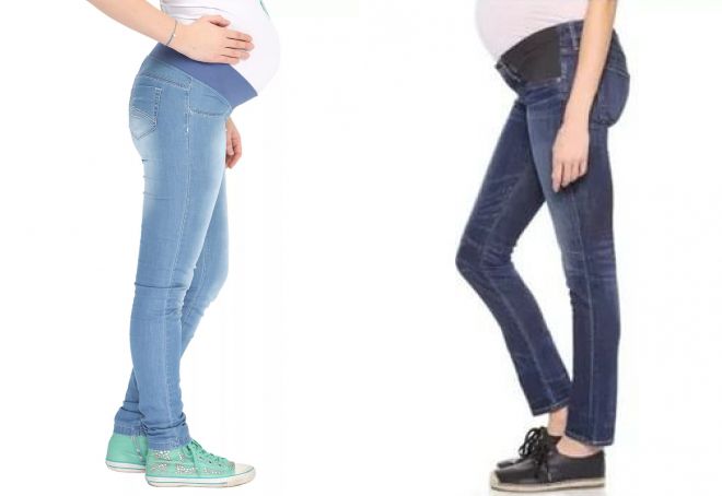 džíny pro těhotné ženy s nízkou elastickou kapela
