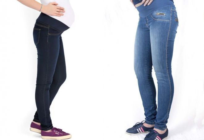 Jeans za nosečnice z elastičnim pasom pod trebuhom