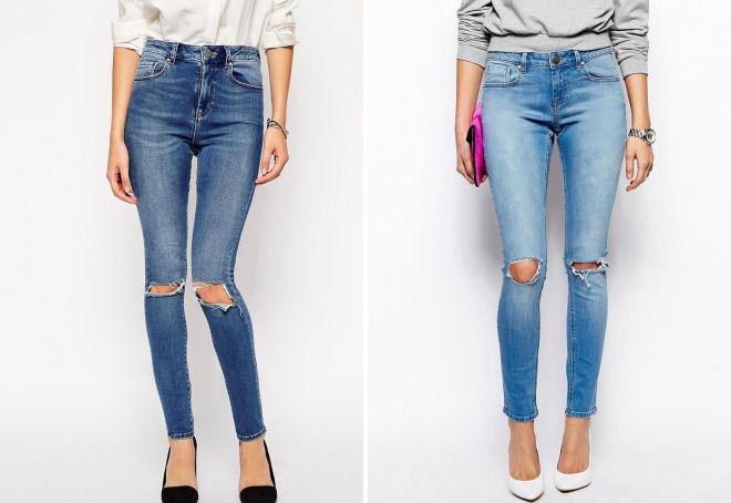 джинсы скинни с дырками