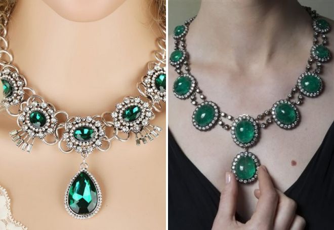 ogrlica z velikim smaragdnim