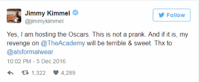 Джимми подтвердил свое участие в премии «Оскар»