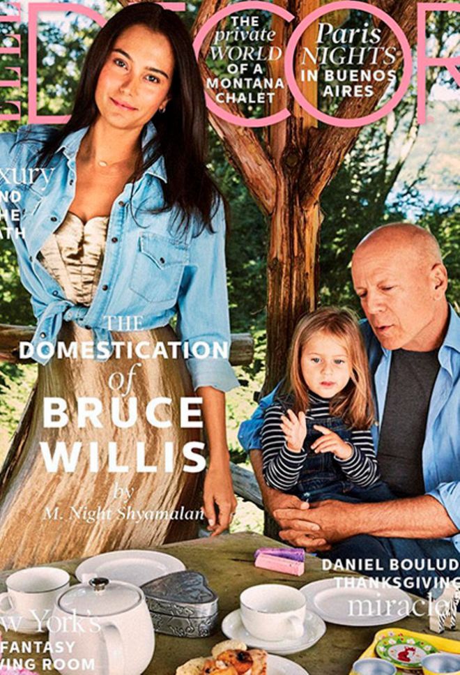 Эмма Хемминг и Брюс Уиллис с дочерью на обложке Elle Decor