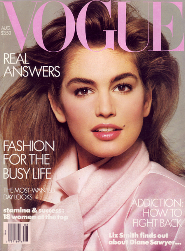 Первая обложка для Vogue Синди Кроуфорд