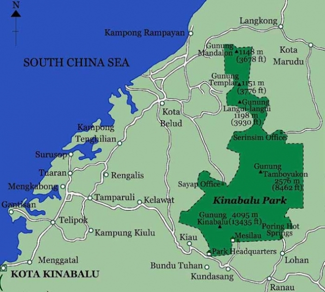 Парк Кинабалу на карте