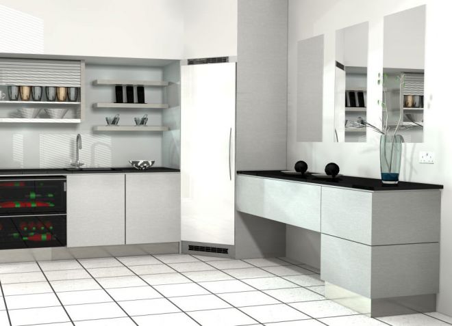 Кухонный угловой гарнитур с холодильником