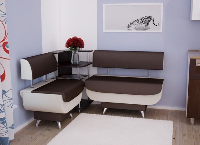Кухненски ъглов диван с рафт