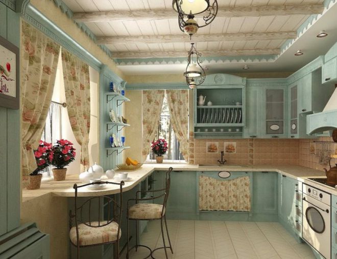кухни в стиле прованс в деревянном доме