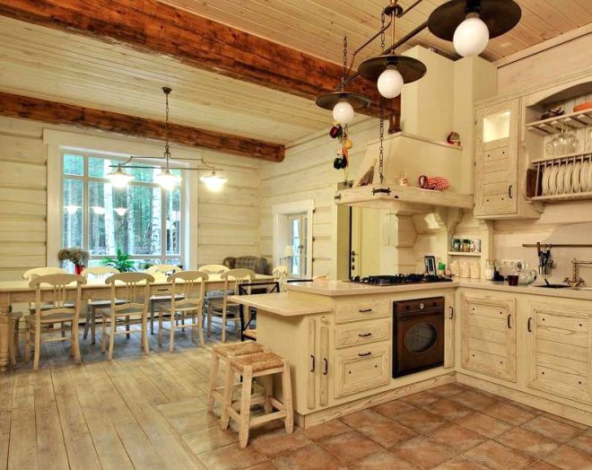 пол на кухне деревянного дома