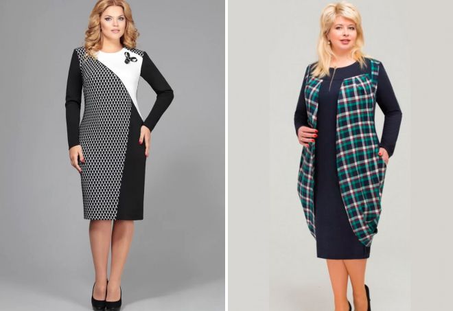 pletené kombinované šaty pro obézní ženy