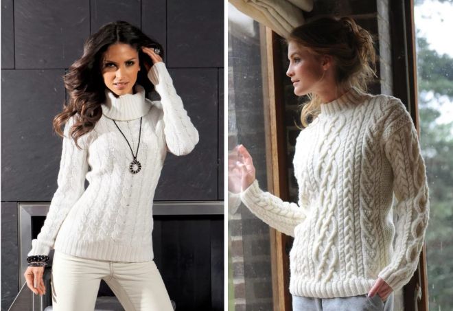 bílé pletené svetry