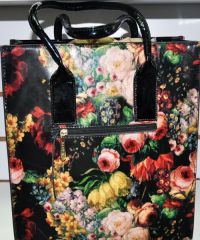 Лакирана чанта с цветя 1