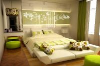 Notranjost spalnice v svetlo zeleni barvi 3