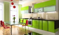 Завесе у кухињи су светло зелене 2