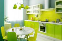 тапети зелени във вътрешността на кухнята 2