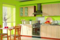 тапети зелени в интериора в кухнята 3