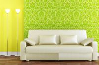 světle zelená tapeta v obývacím pokoji 2