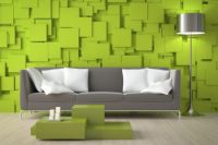 světle zelená tapeta v obývacím pokoji 3