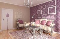 Lilac tapety v interiéru obývacího pokoje5