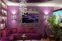 Lilac tapety v interiéru obývacího pokoje6