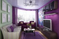 Lilac tapety v interiéru obývacího pokoje8