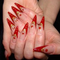 manicure czerwony francuski 15