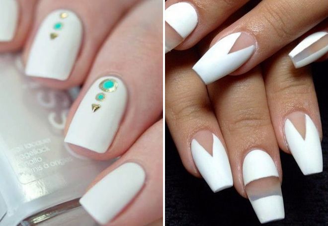 biały matowy manicure